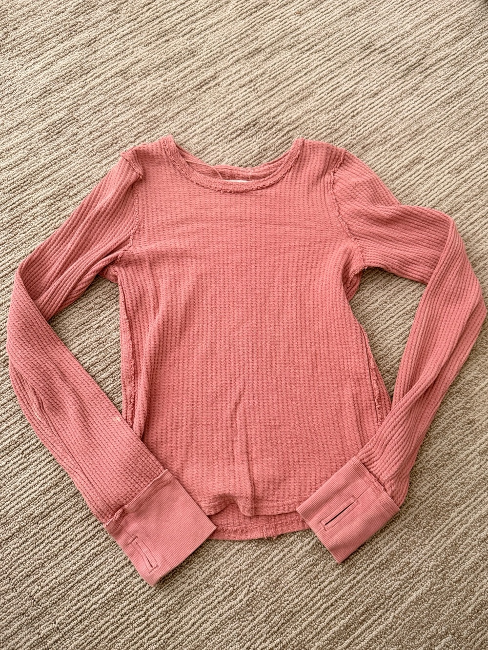 We The Free Dusty Rose Thermal Long Sleeve Top